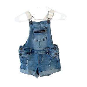 Justice Shortalls Girls Light Blue Overall Short 8 Denim Distressed Jeans